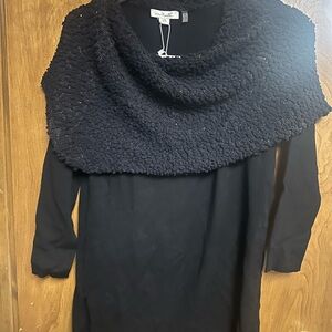Simply Noelle black knit cowl neck sweater NWT